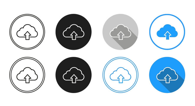 Cloud storage icons, upload symbols, cloud computing logos, download signs, vector graphics