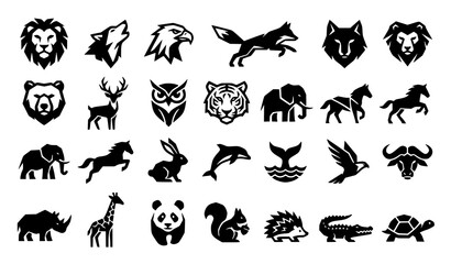 Fototapeta premium Geometric Animal Logo Collection with Modern Abstract Wildlife Vector Icon Set