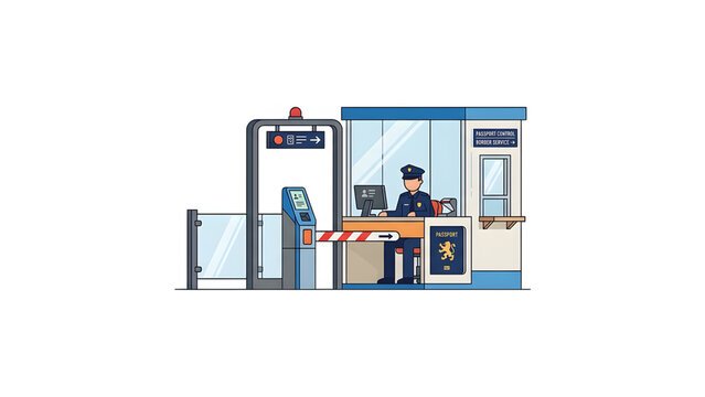 Border control officer at passport checkpoint