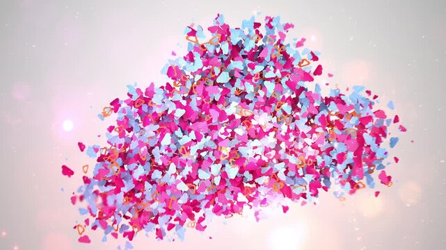 Network Server Cloud Icon Reveal Animated with Shimmering Online Data Particles.