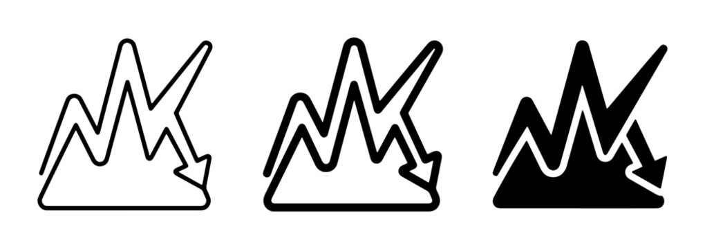 Falling Stock Market Graph Icons, Downward Trend Chart Symbols, Financial Crisis Icons, Business Decline Vector Graphics, Economic Downturn Icons