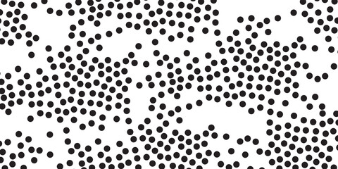 Random polka dot pattern design black circles scattered on grey checkered background modern artistic wallpaper fabric element. © SAYEMART