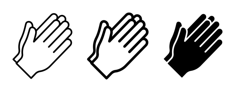 Clapping Hands Icons, Applause Symbols Set, Celebration and Approval Vector Graphics