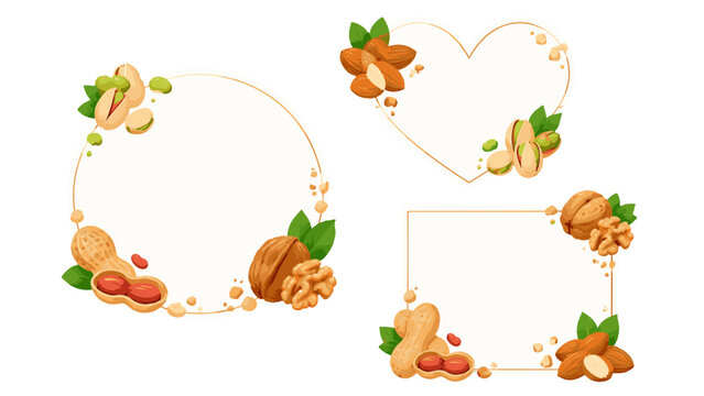 Nut frame set with circle heart and square decorative borders