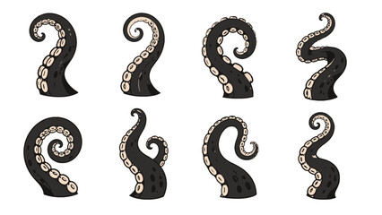 Set of black octopus tentacles with suction cups © icon_art