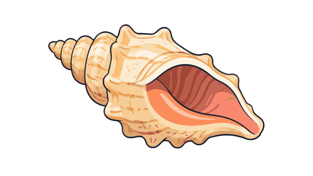 Cartoon whelk seashell icon with spiral marine shell detail