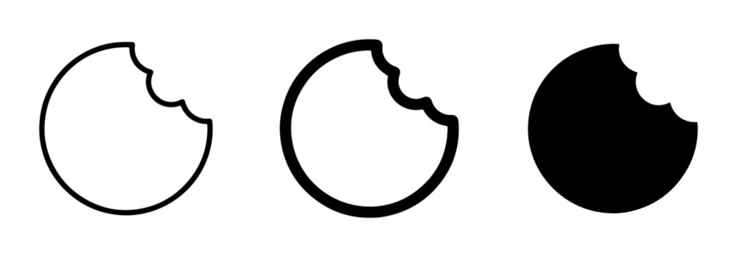Bitten Cookie Icons, Simple Circular Food Symbol, Sweet Treat Vector Graphics, Delicious Snack Illustration