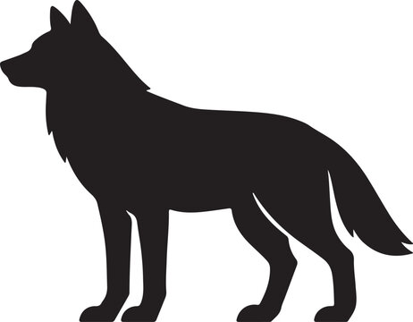 ild wolf profile silhouette vector icon isolated on white