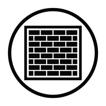 Black brick wall in circle frame symbol