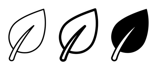 Fototapeta premium Leaf Icons Set, Simple Organic Shapes, Nature Symbol Vector Graphics, Eco-Friendly Design Elements