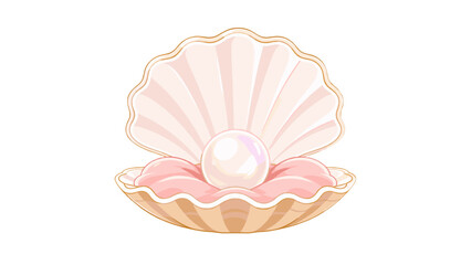 Open scallop shell with pearl isolated on white background © Artstock