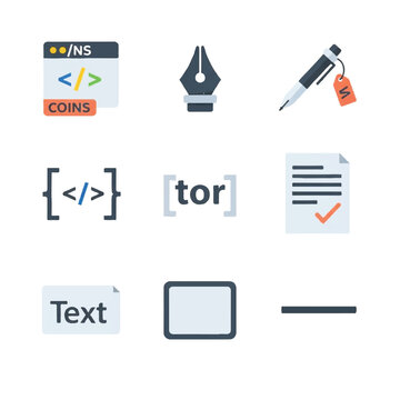 Flat design coding web development icons.