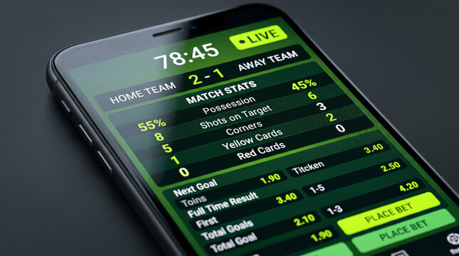 Visualizing real-time digital sports wagering analytics displayed on a sleek smartphone screen with glowing green user interface and betting odds.