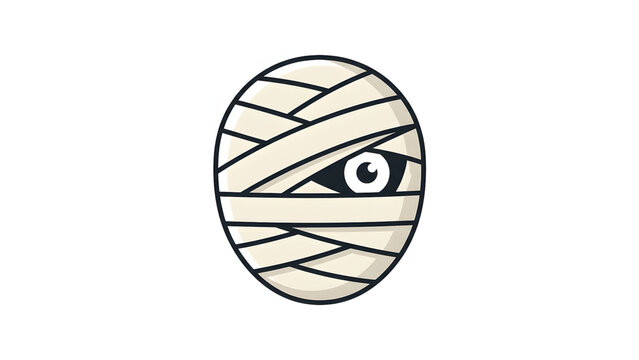 Cartoon Mummy Head Icon with One Eye Peeking