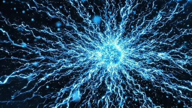 Blue Sphere Growing Neural Branches, Expanding AI Network Structure, Futuristic Digital Organism Animation, Sci-Fi Technology Background