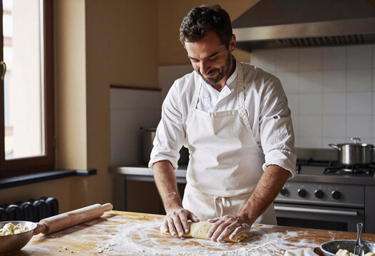 Fresh Pasta Preparation in Bologna Kitchen