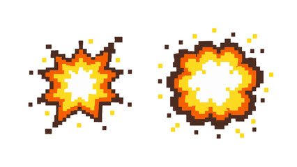 Pixel art explosion burst animation frames isolated on white © Artstock