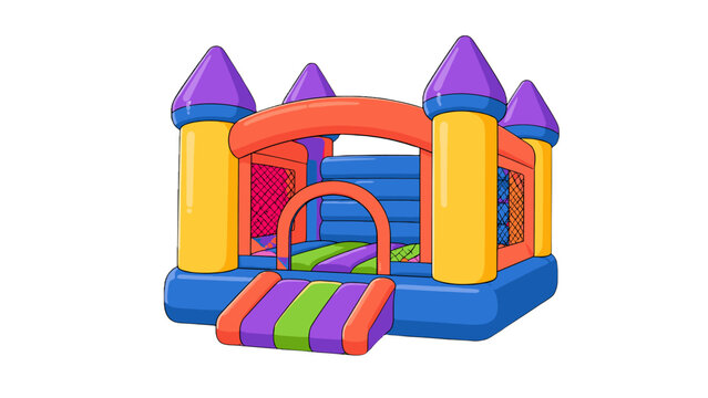Colorful inflatable bounce house cartoon vector icon