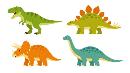 Colorful cartoon dinosaur set with four prehistoric species © Artstock