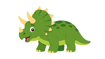 Cute green triceratops cartoon character illustration © Artstock