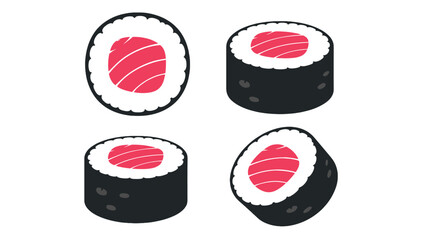 Vector set of tuna sushi rolls isolated on white background © Artstock