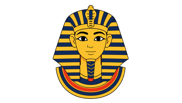 Golden pharaoh head icon in ancient Egyptian style