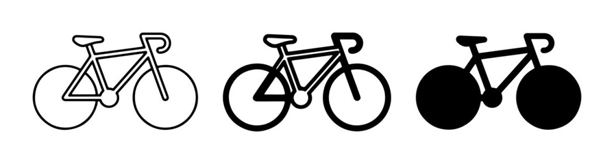 Bicycle Icons Set: Outline, Line Art, and Silhouette Vector Graphics for Transportation and Sport Themes © Shakib