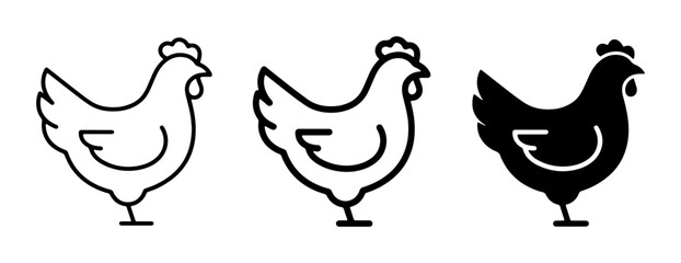 Chicken Icons Set, Farm Animal Vector Graphics, Simple Poultry Illustrations for Food and Agriculture © Shakib