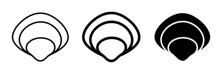 Oyster Shell Icons, Simple Seafood Vector Graphics, Marine Life Symbols, Minimalist Ocean Elements © Shakib