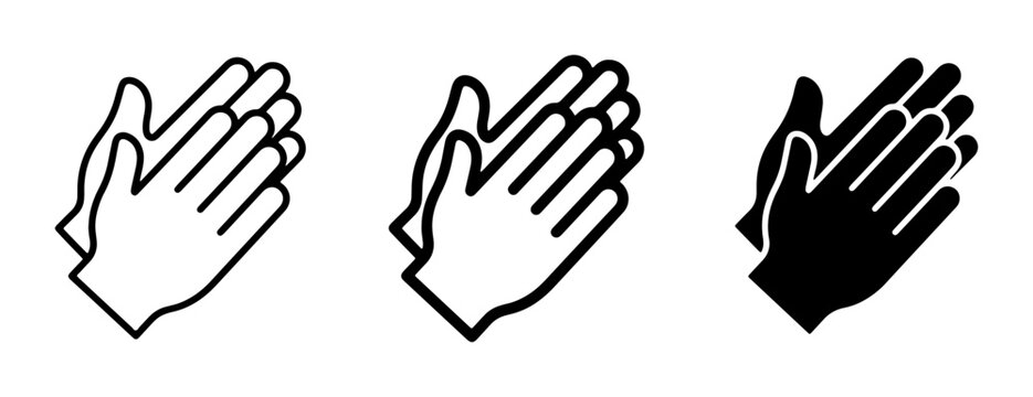 Clapping Hands Icons Set, Applause Symbol Vector Graphics, Approval Gesture Collection