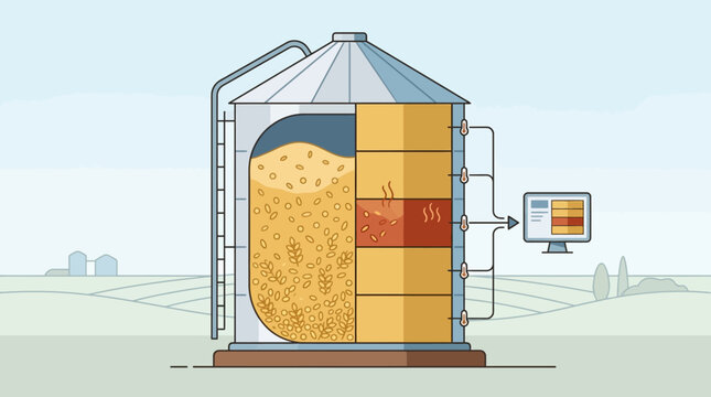 Smart Grain Silo Temperature Monitoring IoT Dashboard Vector