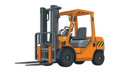 Orange forklift truck illustration on white background © Studio84