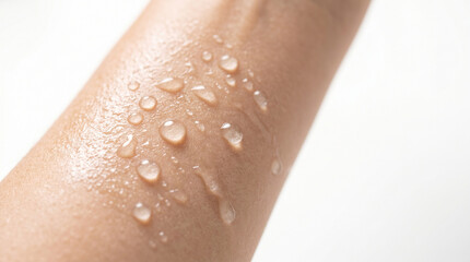 Fototapeta premium Close-up of beautiful woman with fresh water droplets on glowing hydrated skin