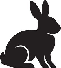 Naklejka premium Black silhouette rabbit sitting and relaxing Vector