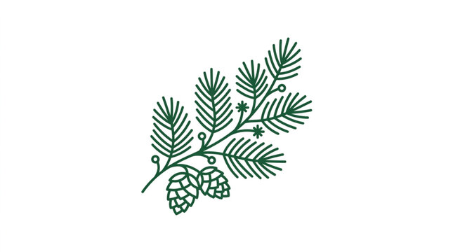 Pine branch with needles and cones illustration.