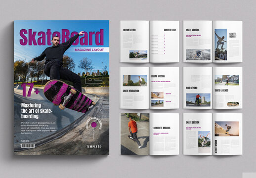 Skateboard Magazine Layout Template