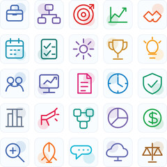 Fototapeta premium Business Management Line Icon Set with Editable Vector Icons 