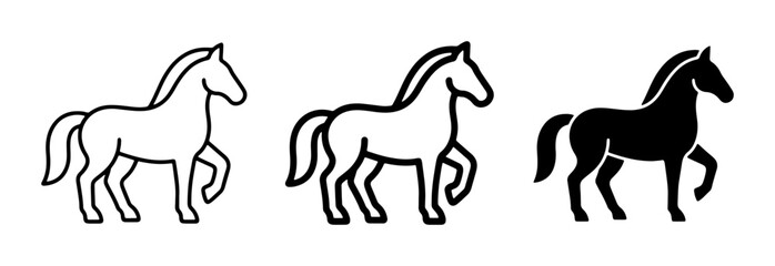 Fototapeta premium Horse Icons Set, Equine Silhouette Vector Graphics, Animal Symbol Collection for Equestrian Themes