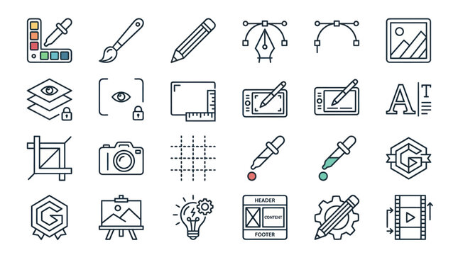 Digital design and user interface editing tool icons.