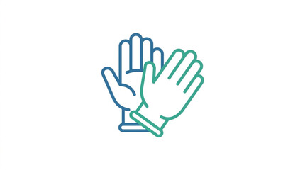Fototapeta premium Pair of blue and green gradient protective gloves icon.