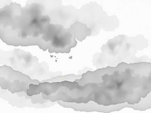 Layered watercolor sky with gray cloud patterns and light texture highlights abstract background with white paper texture and gray watercolor background, ||cloudy sky, soft focus