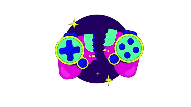 Broken controller gaming reaction 2D animation. Rage quit. Player anger. Shattered gamepad. Gamer frustration. Internet culture. Flat cartoon animated overlay. Streaming platform motion graphic