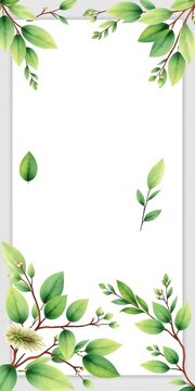 Watercolor greenery leaf and branch design on a wedding invitation card set template, vintage, greenery