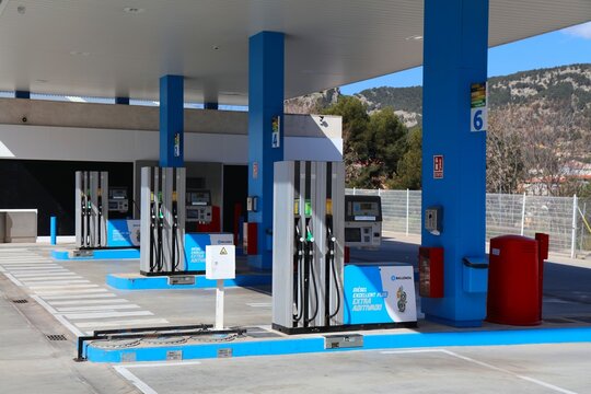 ALCOY, SPAIN - APRIL 7, 2025: Ballenoil brand gas station in Alcoy, Valencian Community in Spain.