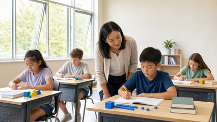 Fototapeta premium Summer Learning Loss East Asian