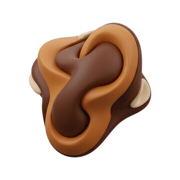 Abstract 3D render of flowing brown and tan shapes
