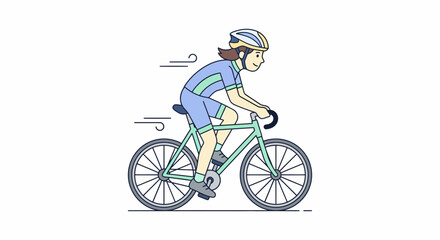 Fototapeta premium Cyclist riding bicycle fast outdoors on road wearing helmet and cycling gear 20260630
