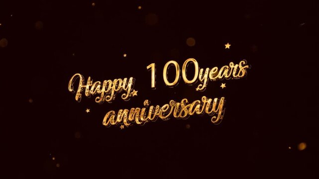 Happy 100th Anniversary banner with golden style and fireworks, beautiful anniversary greeting