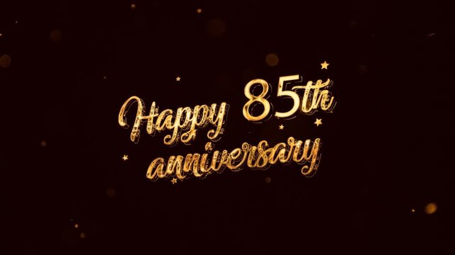 Happy 85th Anniversary banner with golden style and fireworks, beautiful anniversary greeting