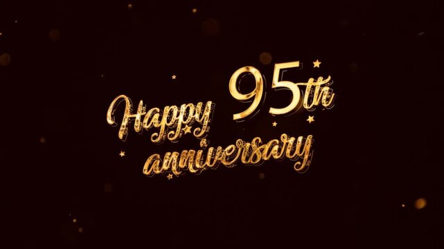 Happy 95th Anniversary banner with golden style and fireworks, beautiful anniversary greeting